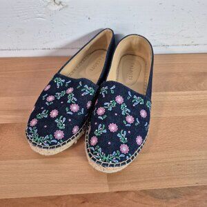 Talbots Women's Espadrille Embroidered Flats size 7M Navy Blue Paisley Shoes